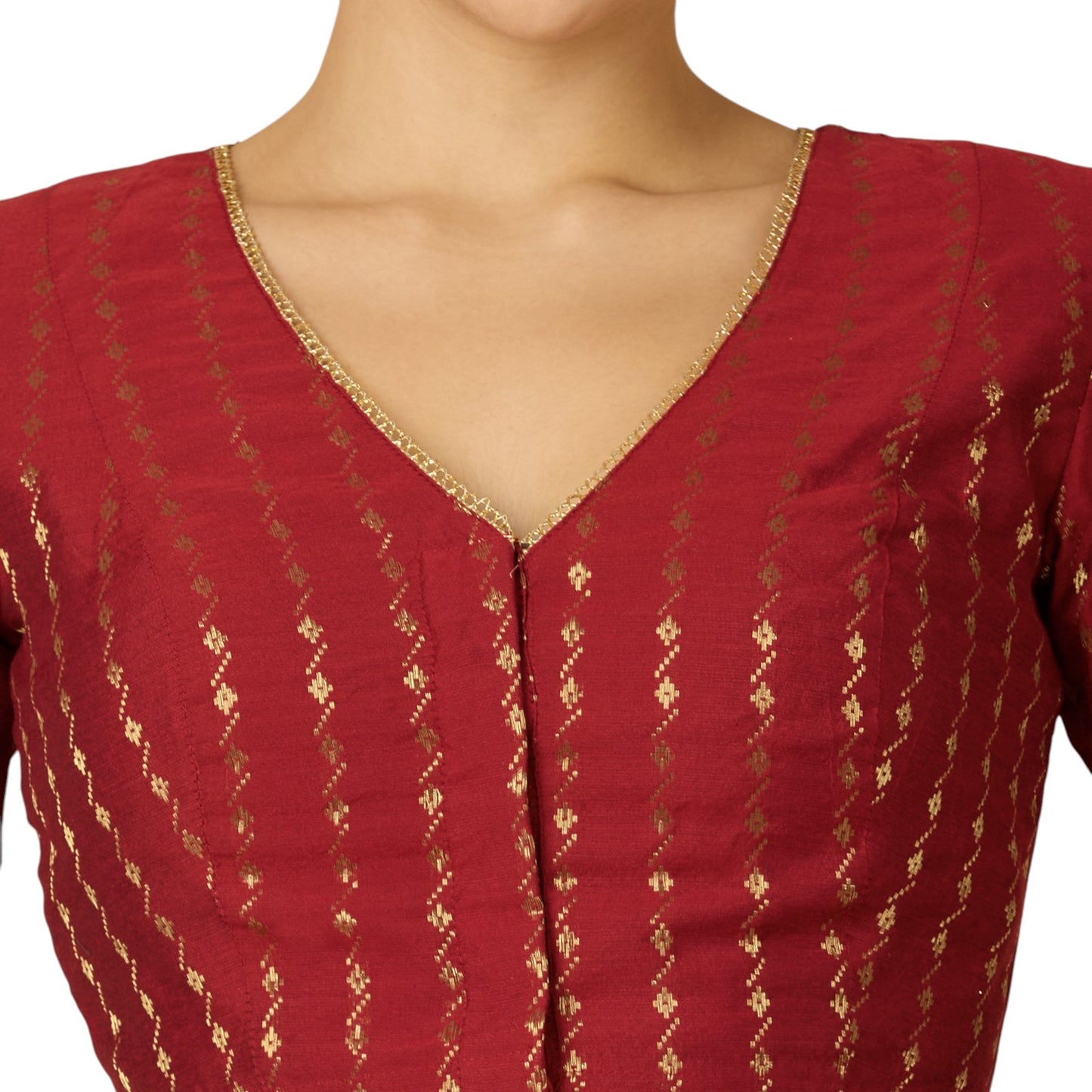 Studio Shringaar Women's RED Handloom Cotton Silk Readymade Saree Blouse (Design 2917)