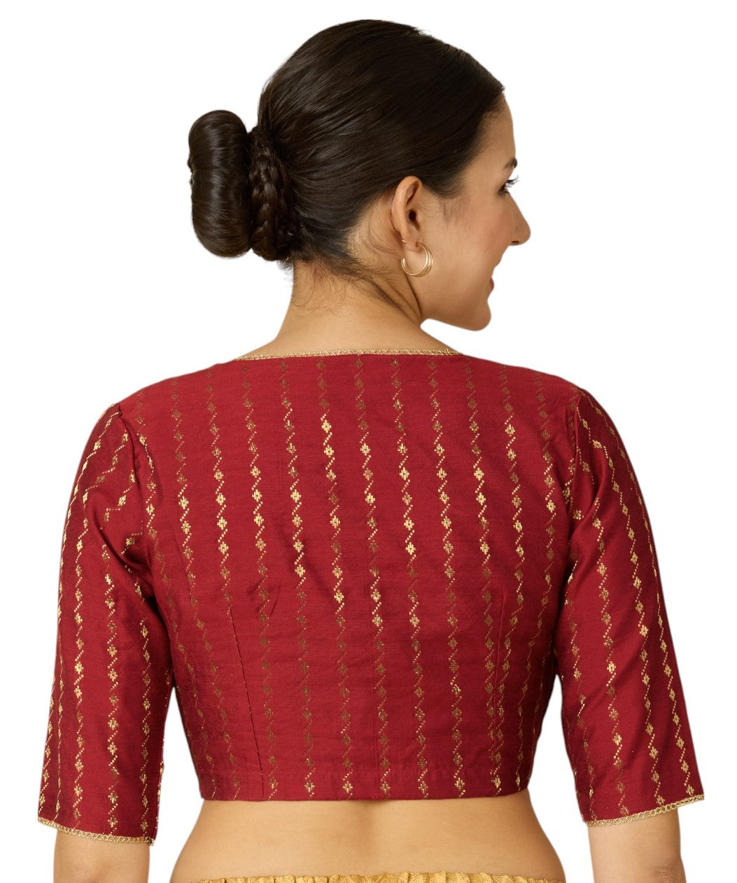 Studio Shringaar Women's RED Handloom Cotton Silk Readymade Saree Blouse (Design 2917)