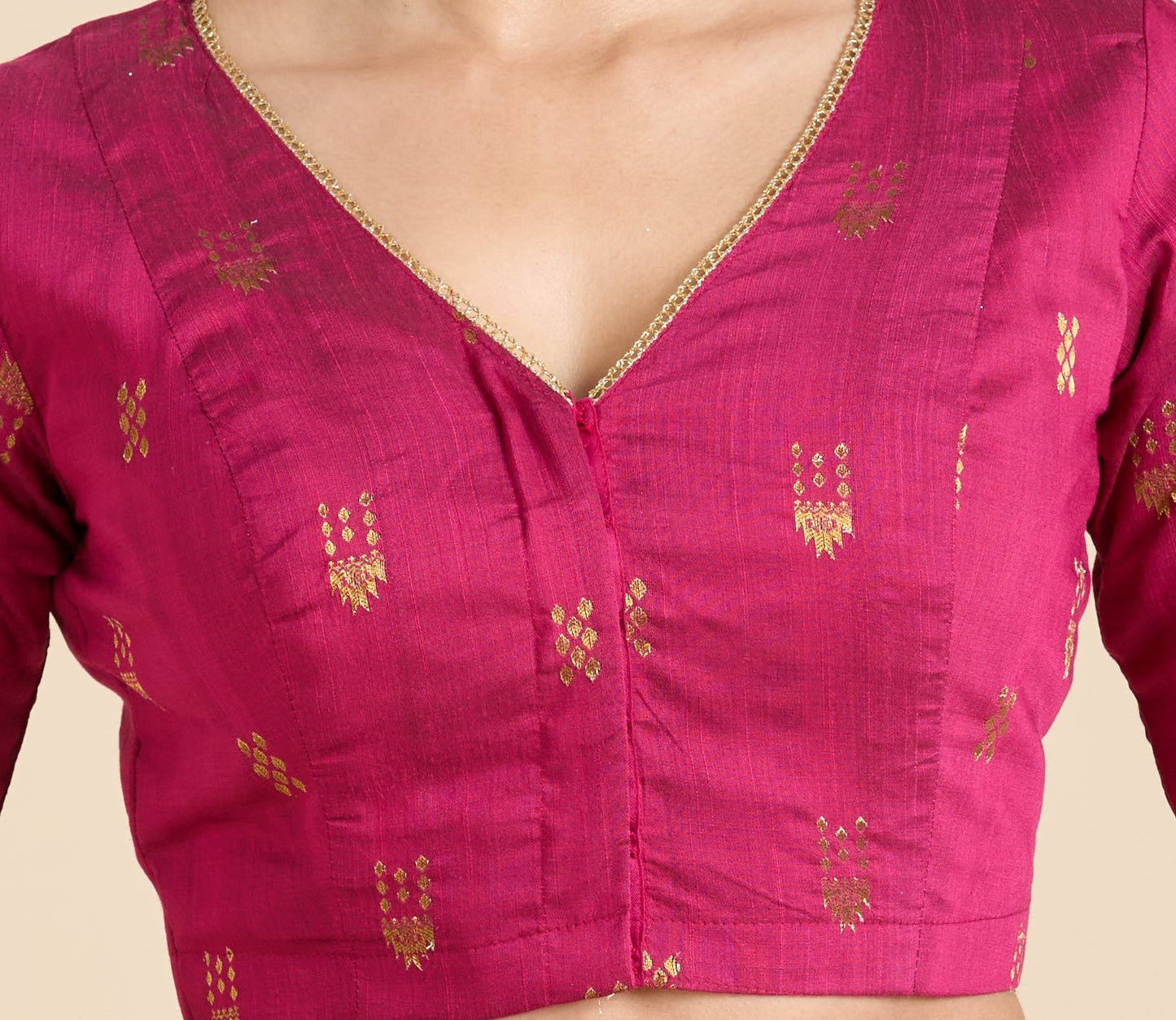 Women's Pink Handloom Cotton Silk Readymade Saree Blouse (Design 2946)