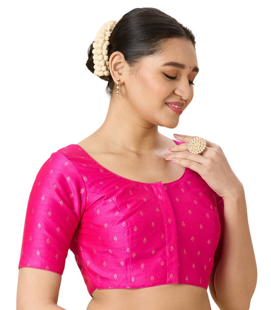 Women's Pink Benaras Brocade Readymade Saree Blouse (Design 2953)