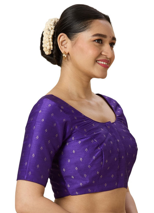 Women's Purple Benaras Brocade Readymade Saree Blouse (Design 2953)