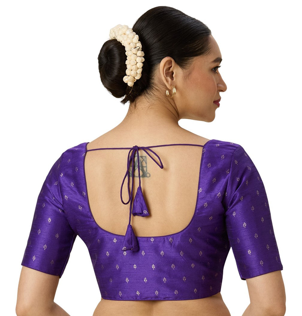 Women's Purple Benaras Brocade Readymade Saree Blouse (Design 2953)