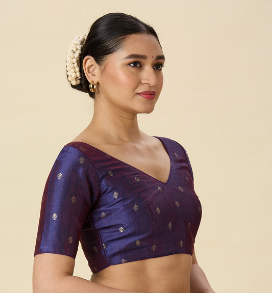 Women's Purple Two Tone Brocade Readymade Saree Blouse (Design 2962)