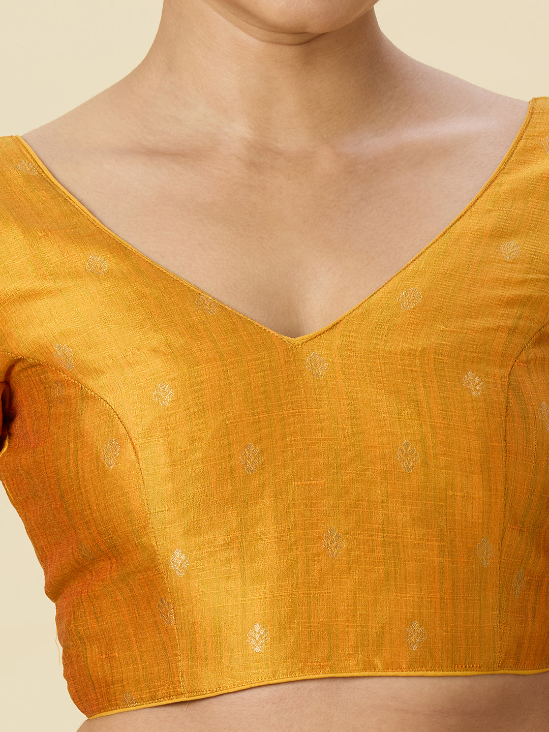 Women's Yellow Two Tone Brocade Readymade Saree Blouse (Design 2962)