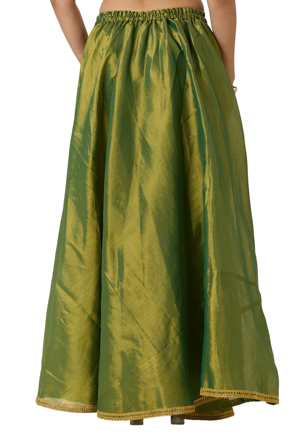 Women's Shimmer Silk Skirt Lehenga With 4 Meters Flare (2972 - Green)
