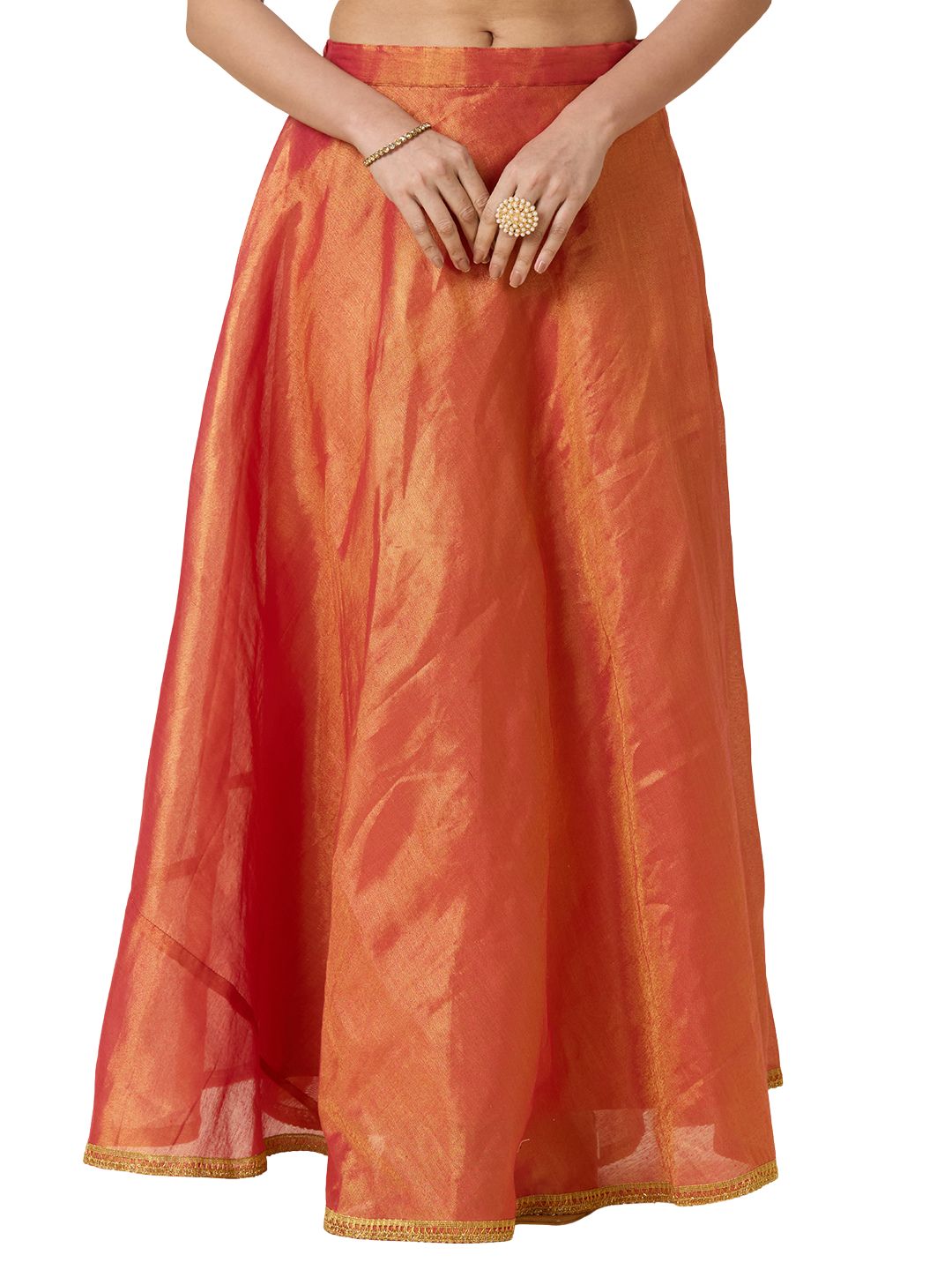 Women's Shimmer Silk Skirt Lehenga With 4 Meters Flare (2972 - Pink)