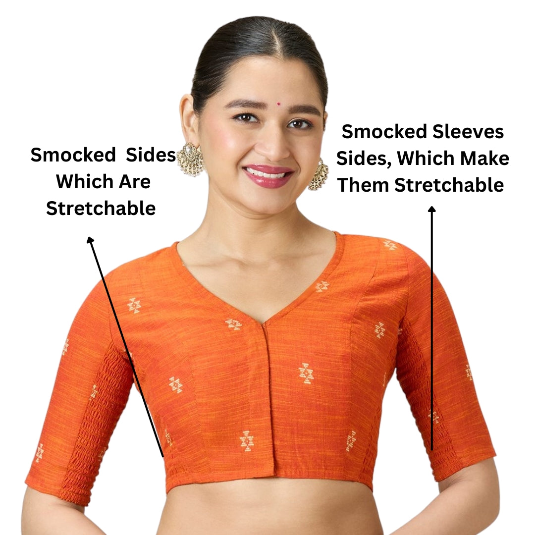 Studio Shringaar Women's Orange Readymade Blouse (Design 2979)