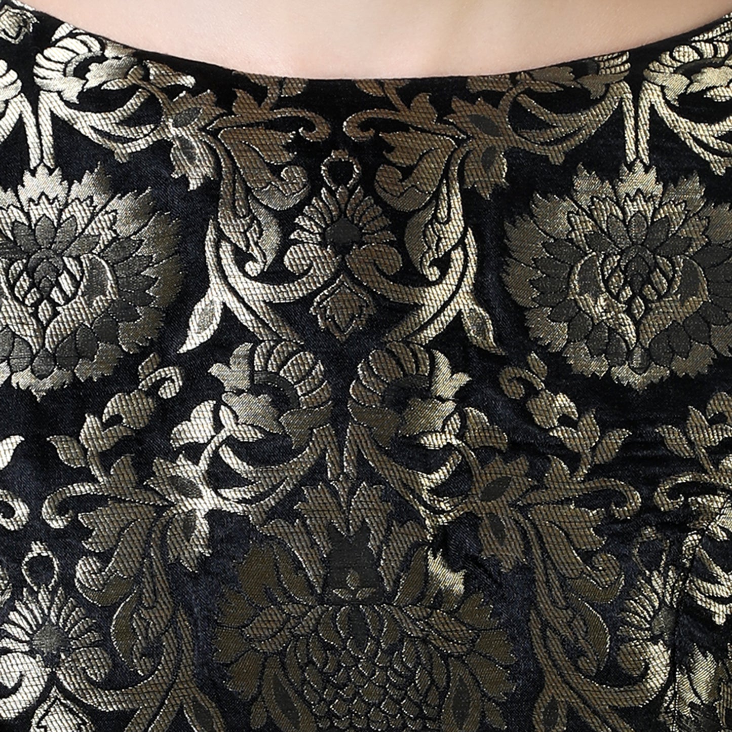 Women's Black Polyester Brocade Blouse (Design 2121)