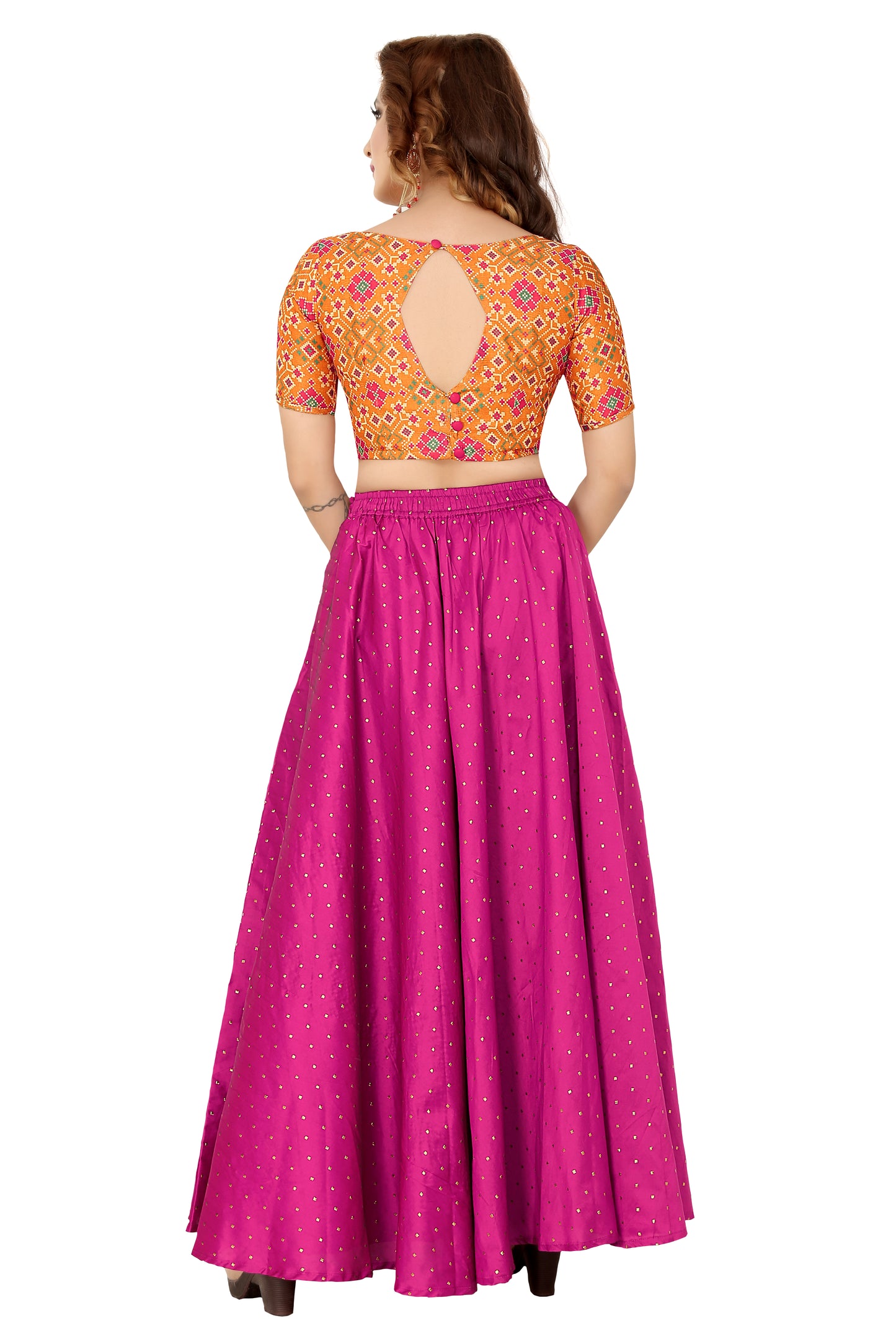 Women's Pink Taffeta Skirt (Design 0613)