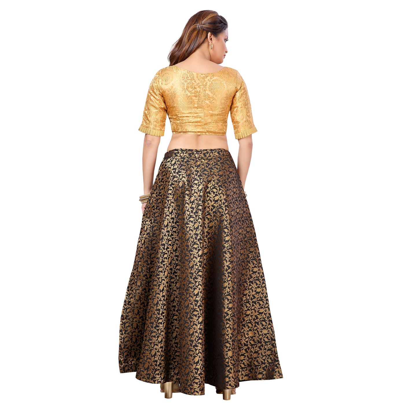 Women's Black Benaras Brocade Skirt (Design 602)