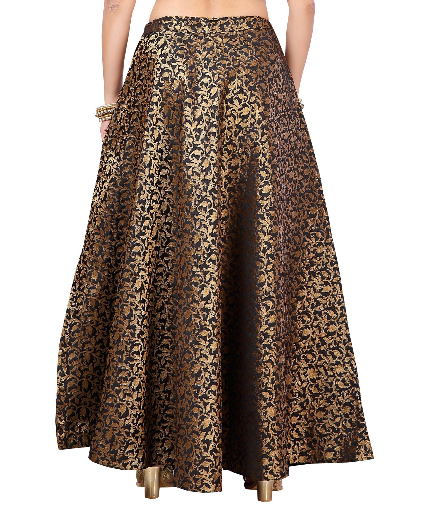 Women's Black Benaras Brocade Skirt (Design 602)