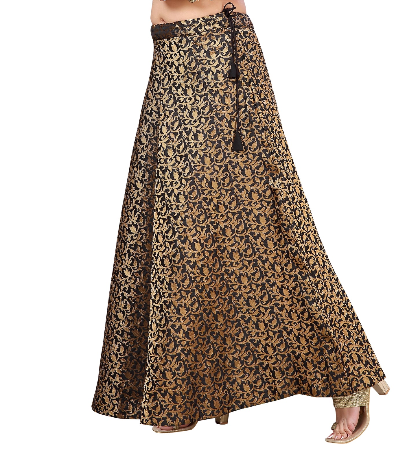 Women's Black Benaras Brocade Skirt (Design 602)