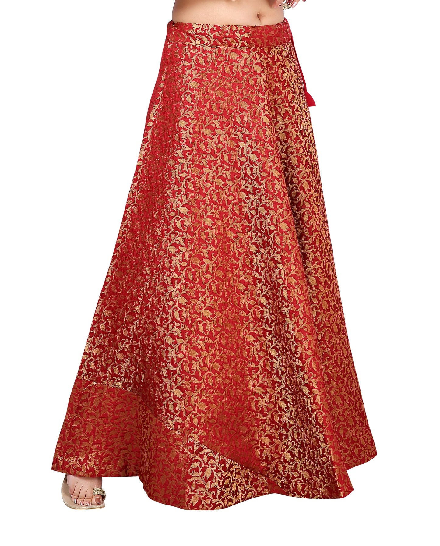 Women's Maroon Benaras Brocade Skirt (Design 602)