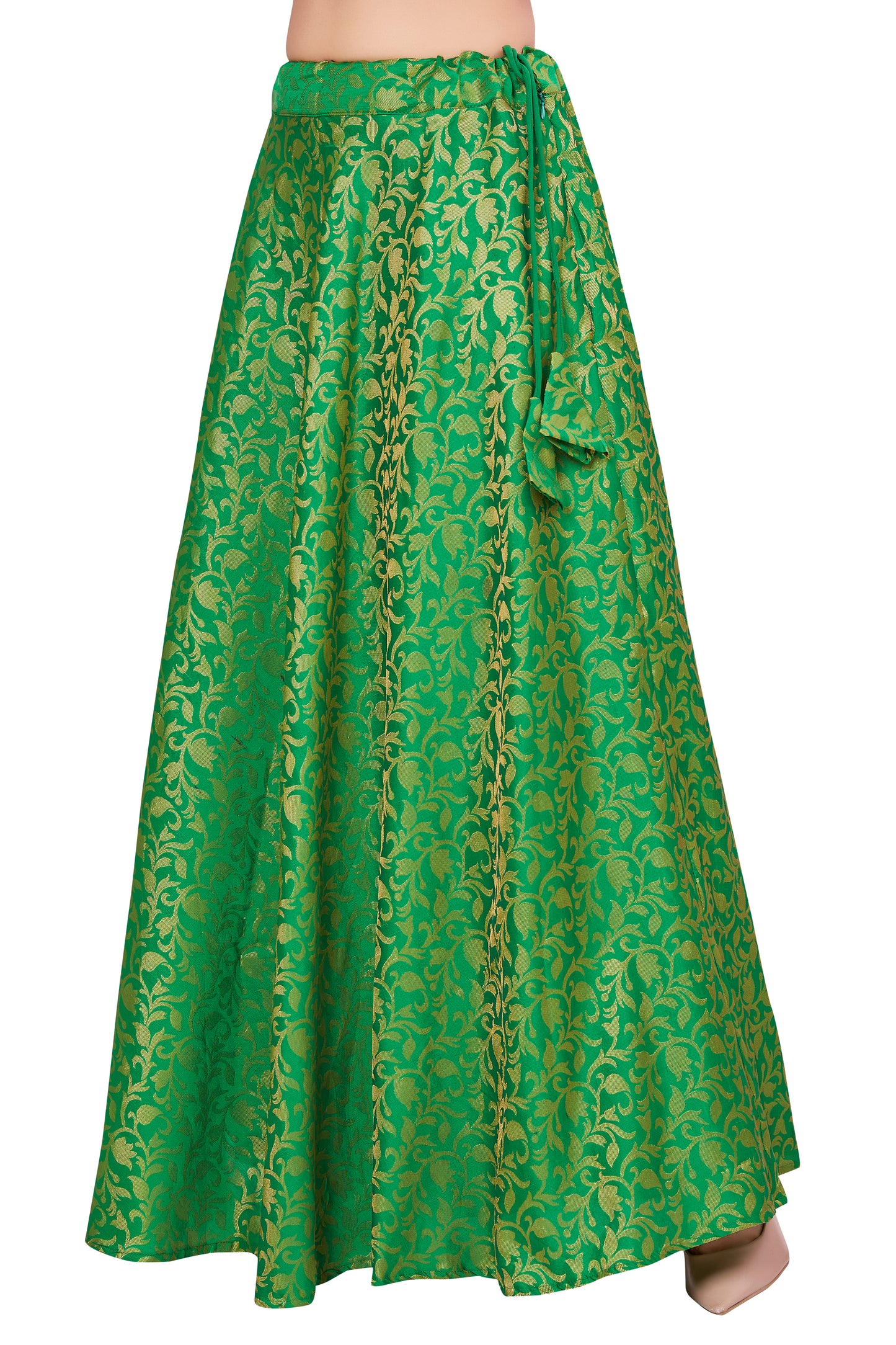 Women's Green Benaras Brocade Skirt (Design 609)