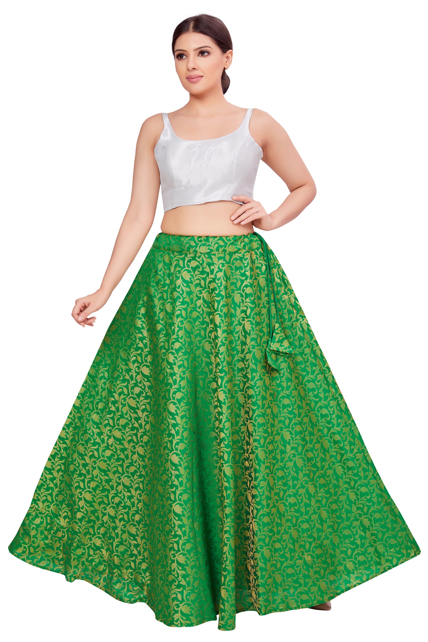 Women's Green Benaras Brocade Skirt (Design 609)