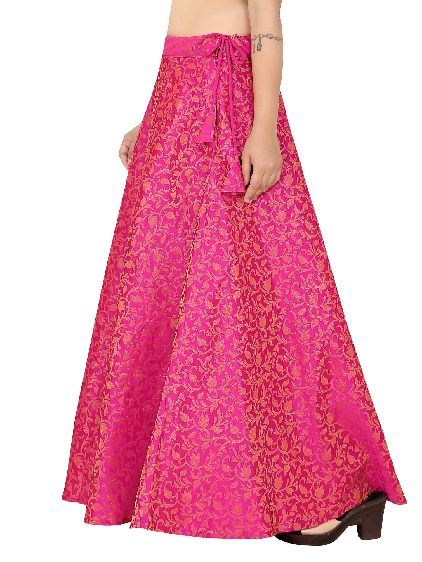 Women's Pink Benaras Brocade Skirt (Design 609)