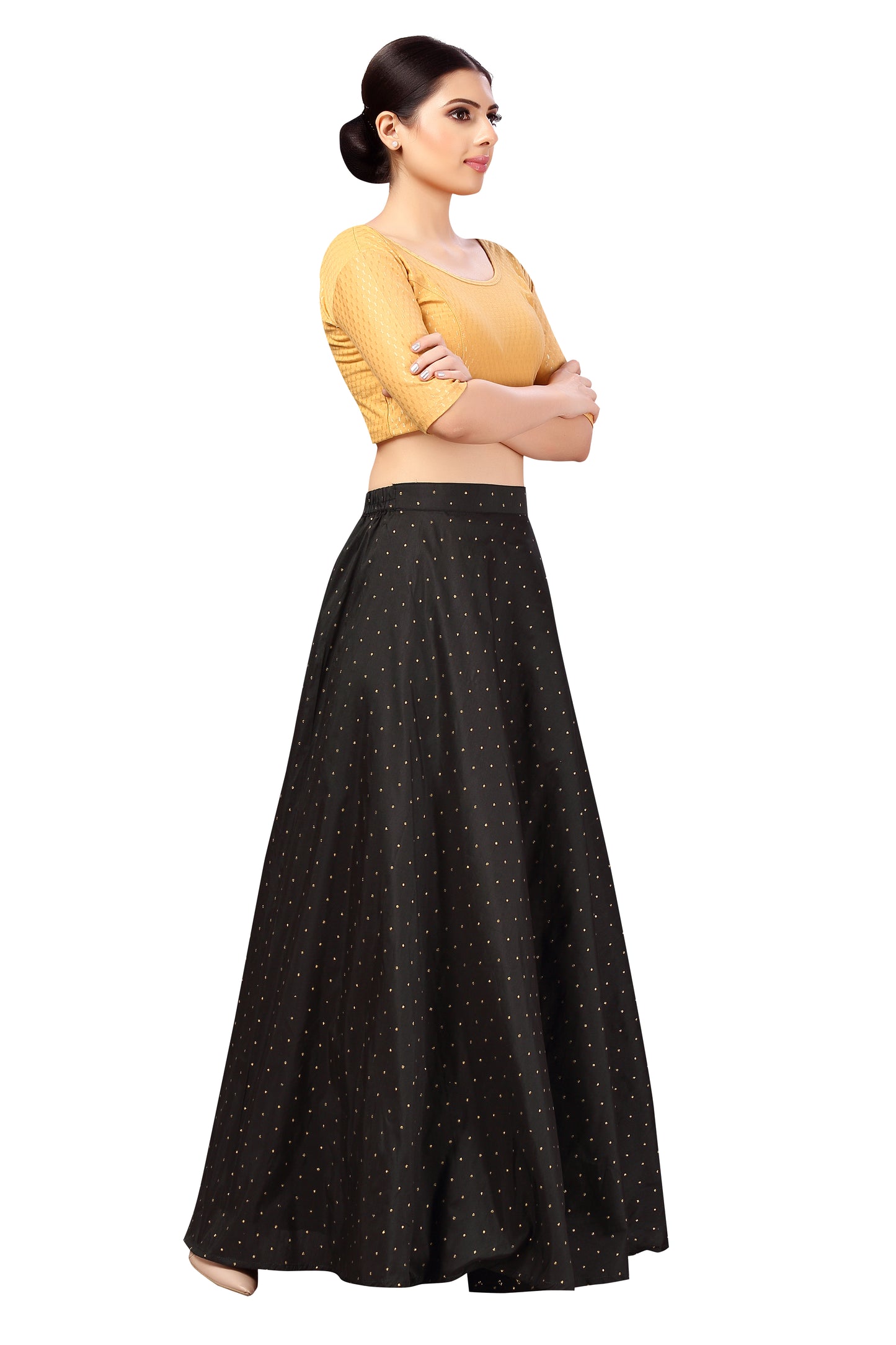 Women's Black Taffeta Skirt (Design 0613)
