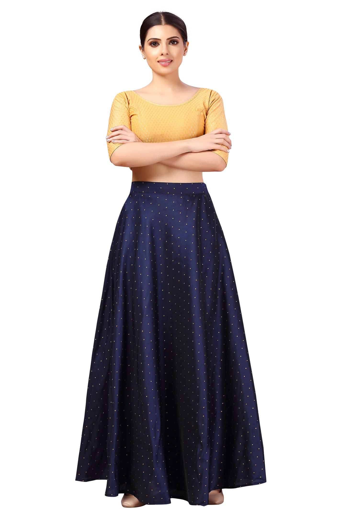 Women's Navy Blue Taffeta Skirt (Design 0613)
