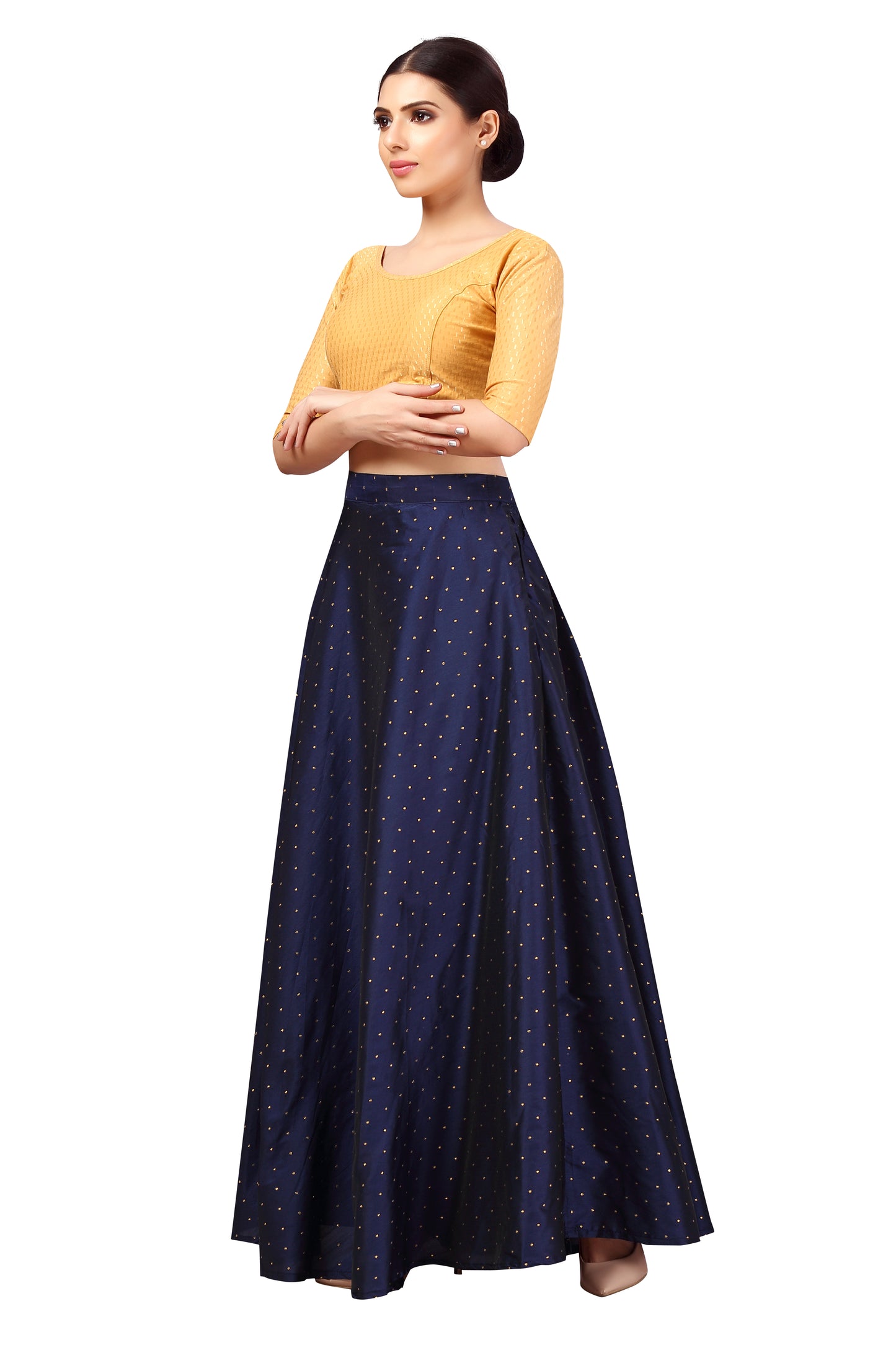 Women's Navy Blue Taffeta Skirt (Design 0613)