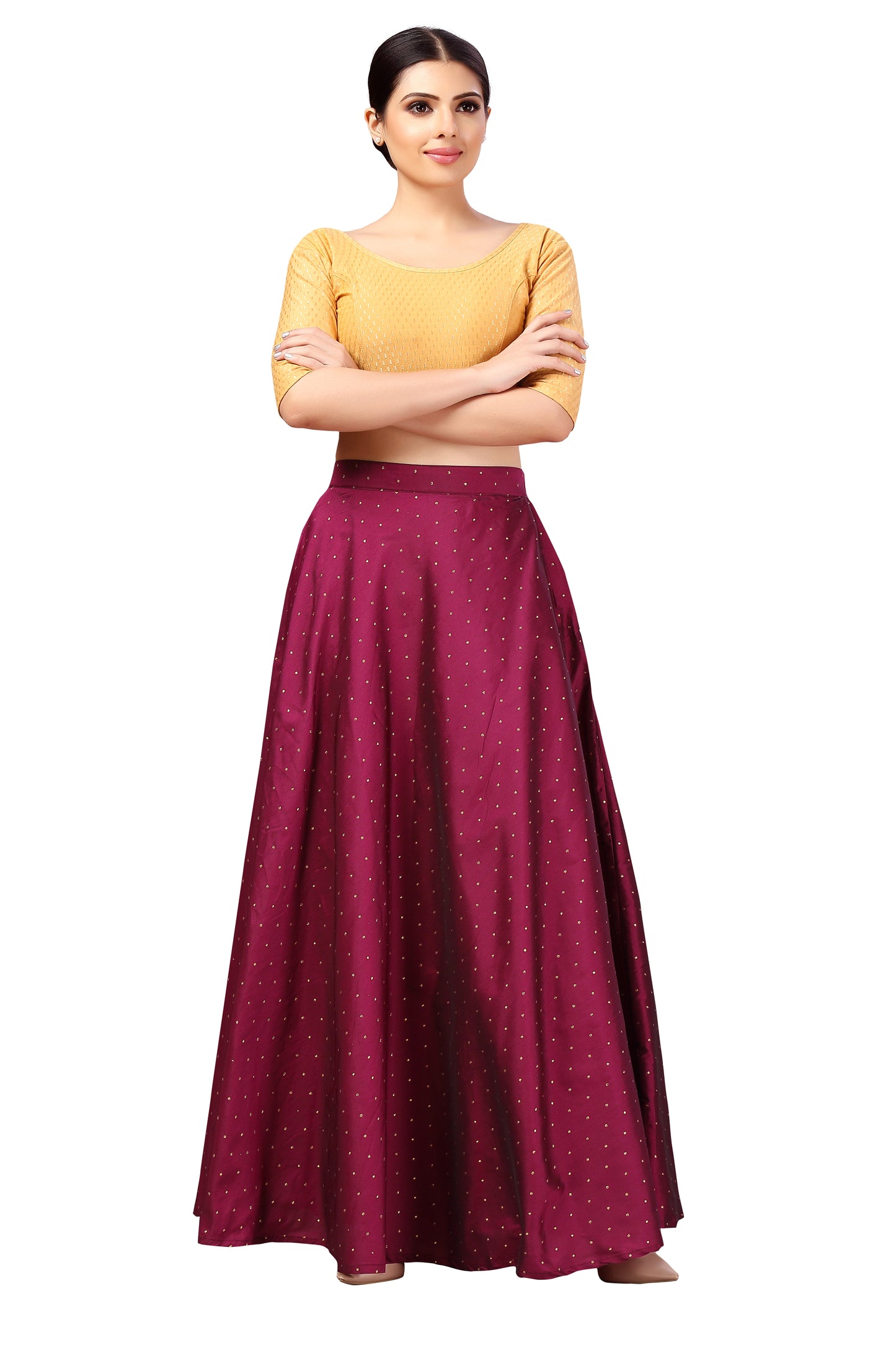 Women's Wine Taffeta Skirt (Design 0613)