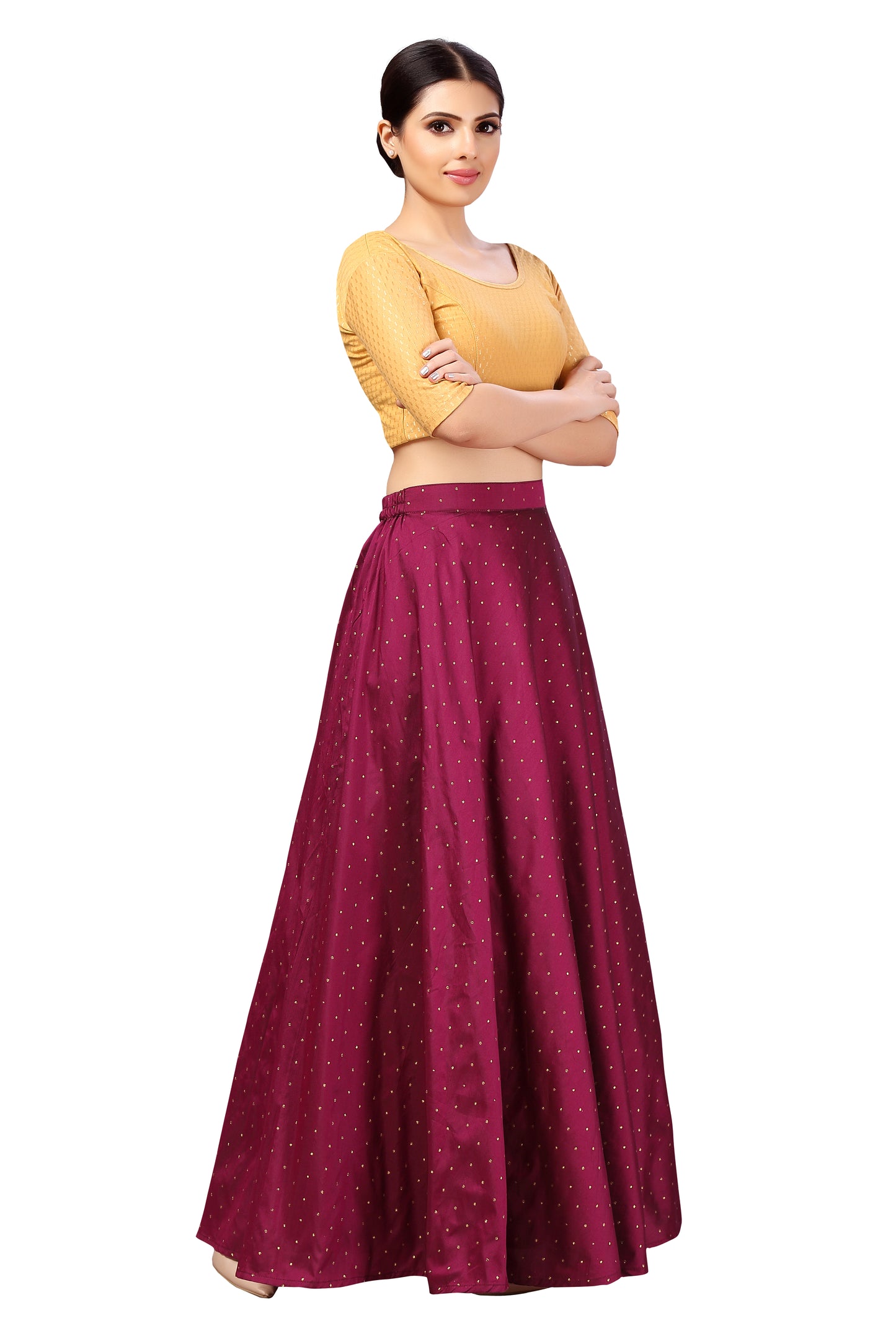 Women's Wine Taffeta Skirt (Design 0613)