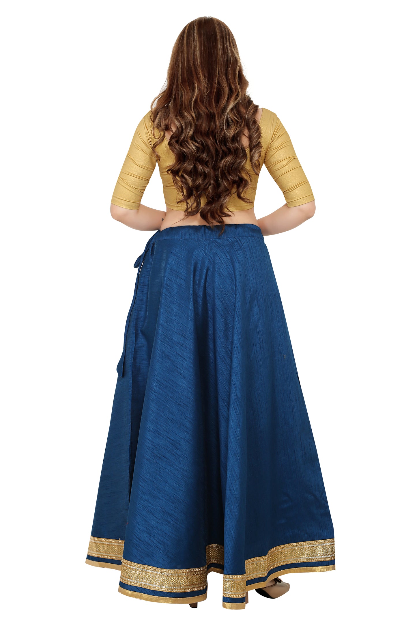 Women's Blue Raw Silk Skirt (Design 0617)