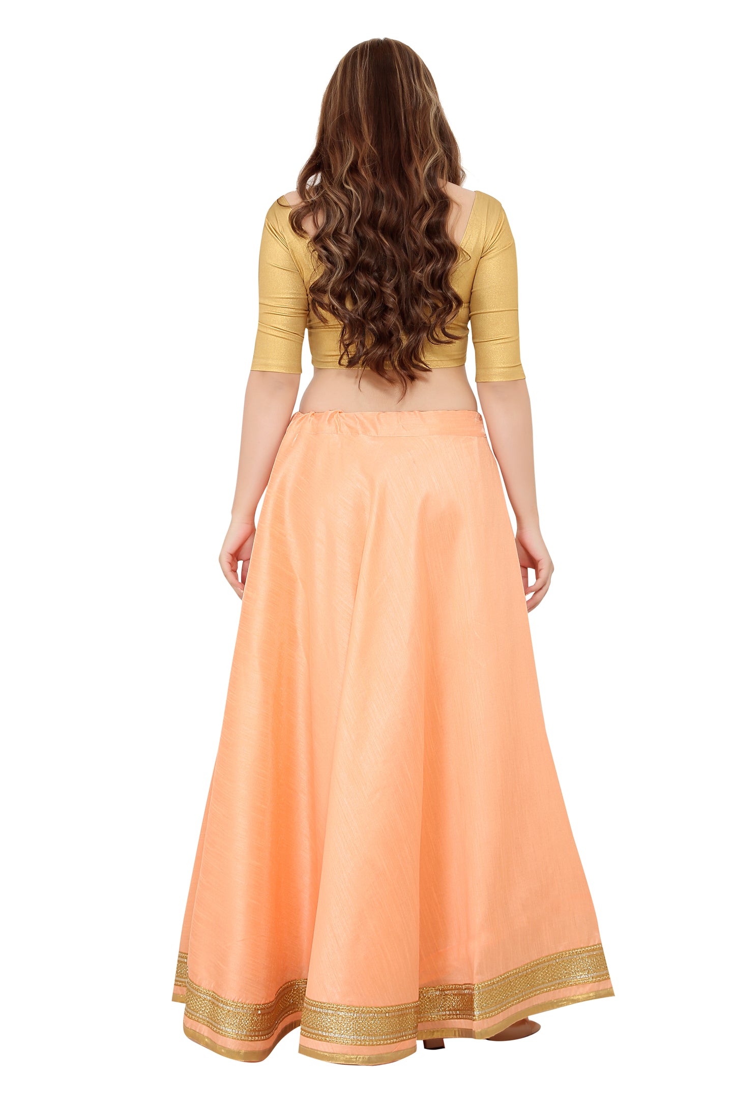Women's Peach Raw Silk Skirt (Design 0617)