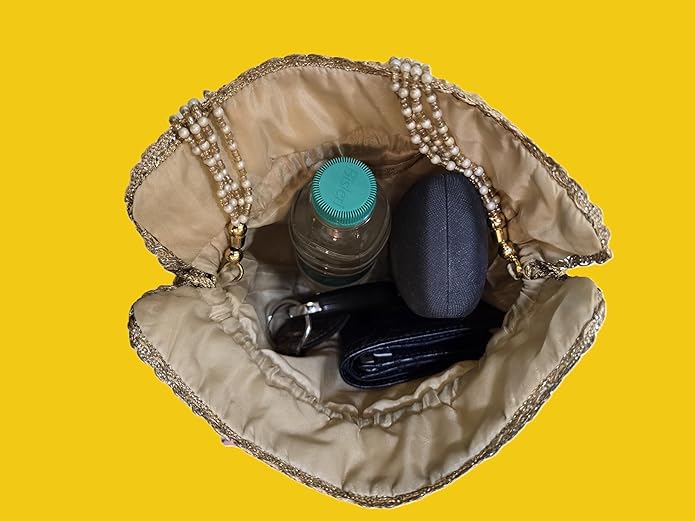 Studio Shringaar Women’s Golden Brocade Potli Purse Batwa in Gift Box | Perfect Gift for Mother, Wife & Sister