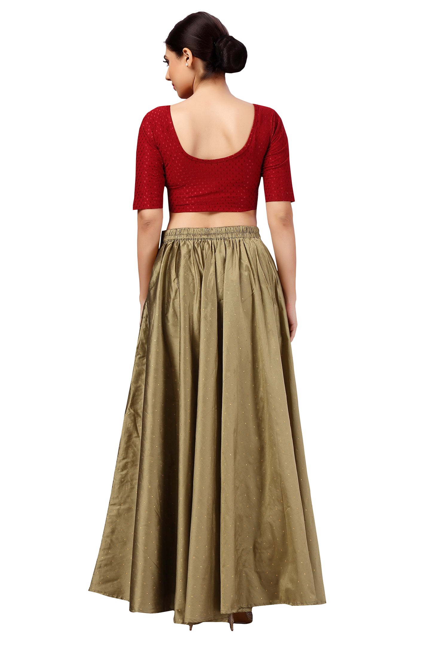 Women's Tafetta Wedding Sangeet Skirt Lehenga Ghaghra (0613 - Gold)