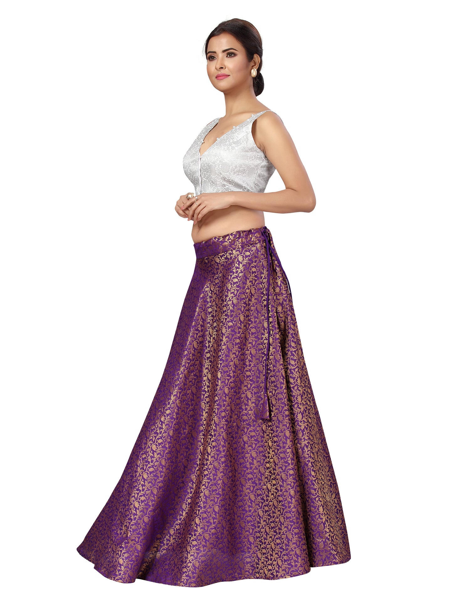 Women's Purple Benaras Brocade Skirt (Design 602)
