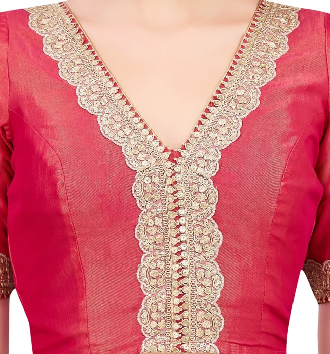 Studio Shringaar Women's Pink Readymade Blouse (Design 2708)