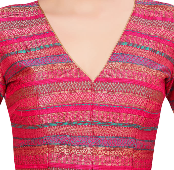 Studio Shringaar Women's Pink Readymade Blouse (Design 2677)