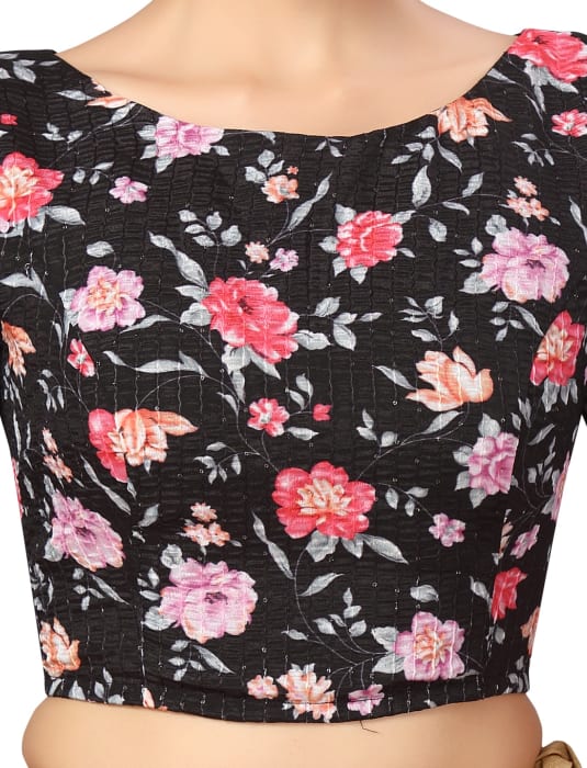 Studio Shringaar Women's Black Readymade Blouse (Design 2579)