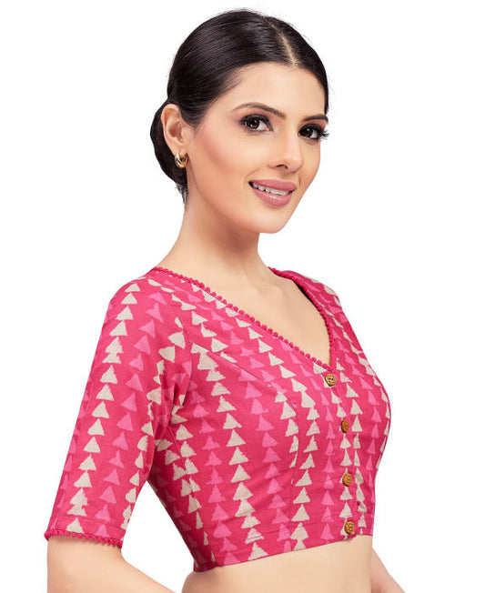 Studio Shringaar Women's Pink Readymade Blouse (Design 2695)