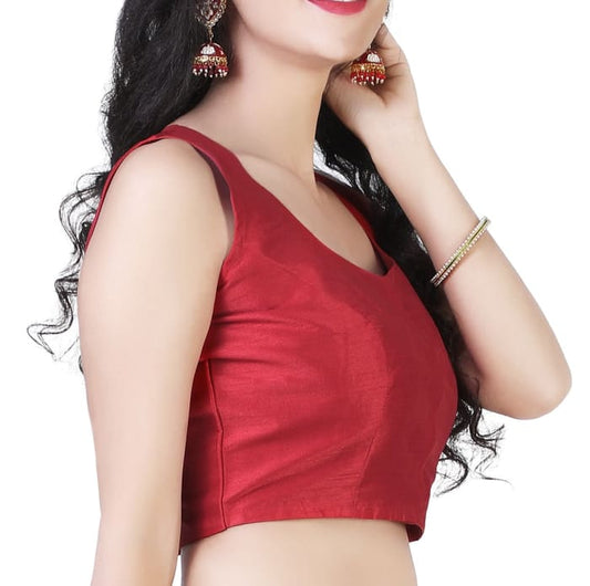 Women's Maroon Silk Polyester Blouse (Design 2388)