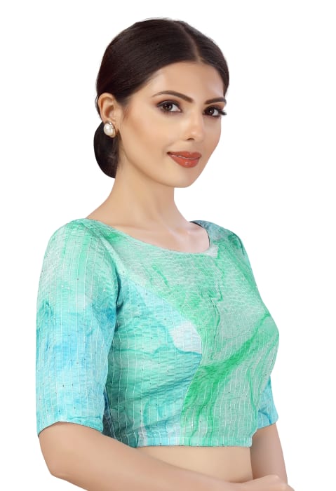 Studio Shringaar Women's Green Readymade Blouse (Design 2485)