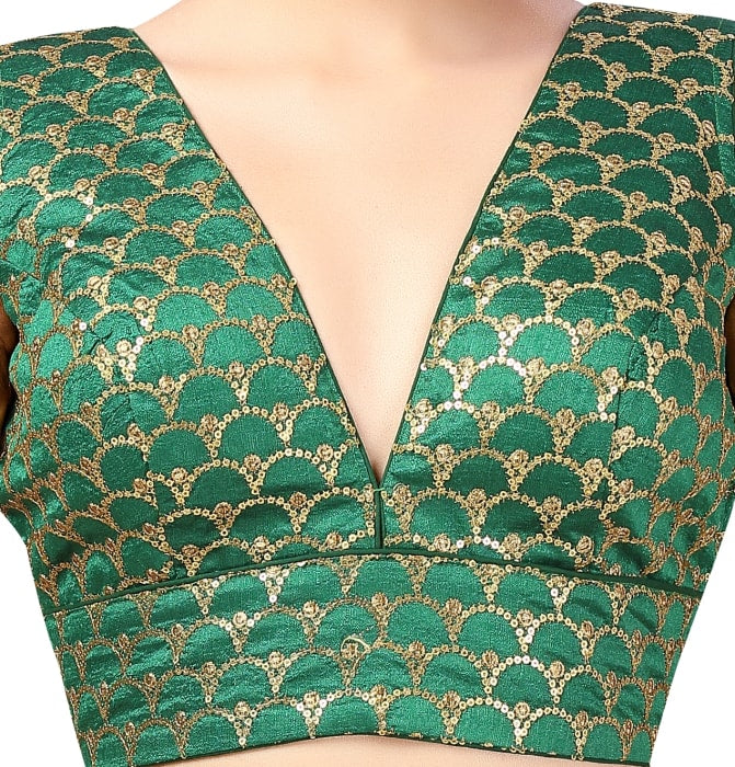 Studio Shringaar Women's Green Readymade Blouse (Design 2640)