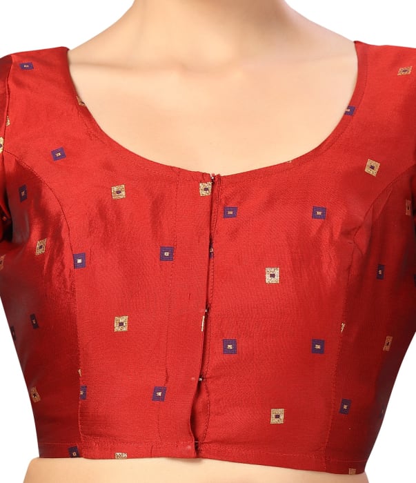 Studio Shringaar Women's Maroon Readymade Blouse (Design 2595)