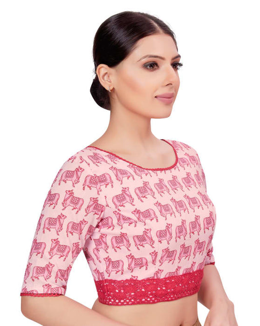 Studio Shringaar Women's Pink Readymade Blouse (Design 2667)