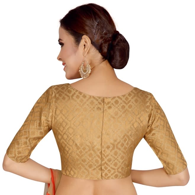Studio Shringaar Women's Gold Readymade Blouse (Design 2124)