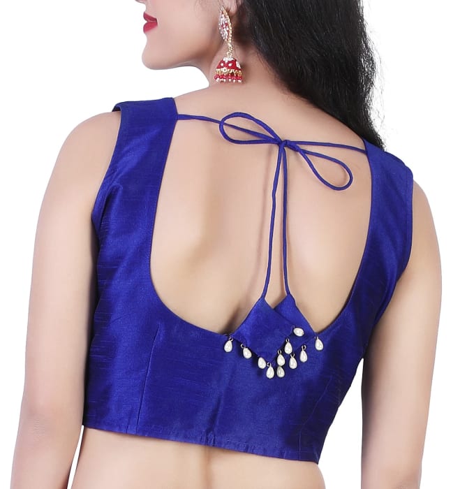 Studio Shringaar Women's Royal Blue Readymade Blouse (Design 2388)
