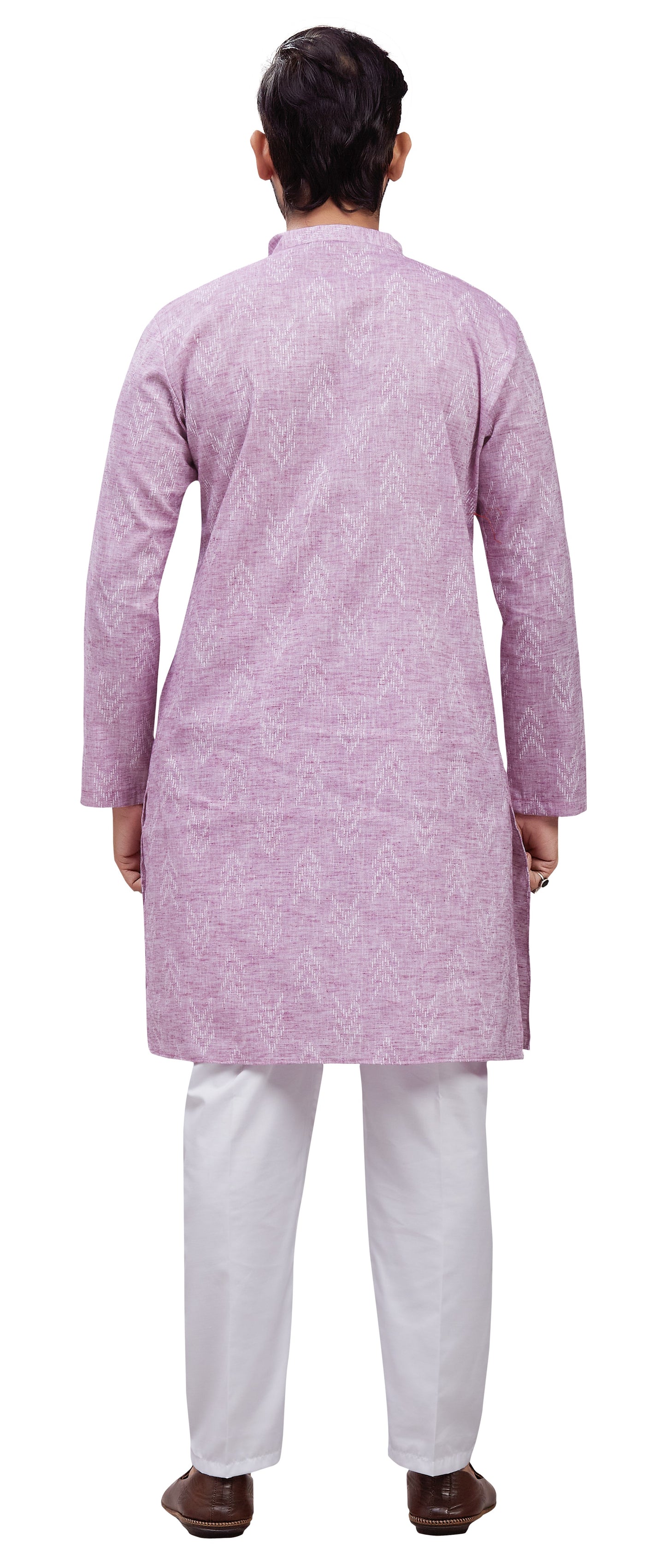 Men's Onion Cotton Blend Relaxed Fit Ikat Printed Knee Length Kurta (Design 119)