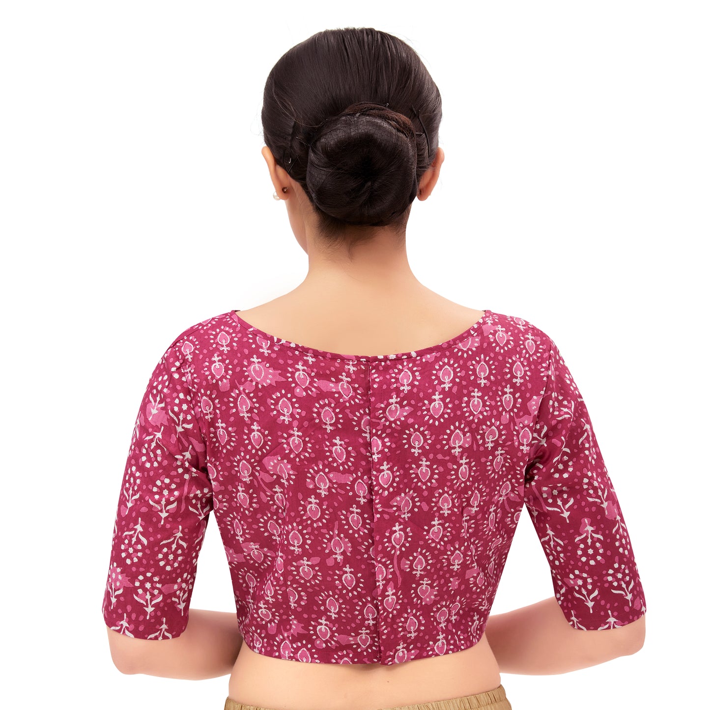 Women's Pink Block Print Blouse (Design 1887)