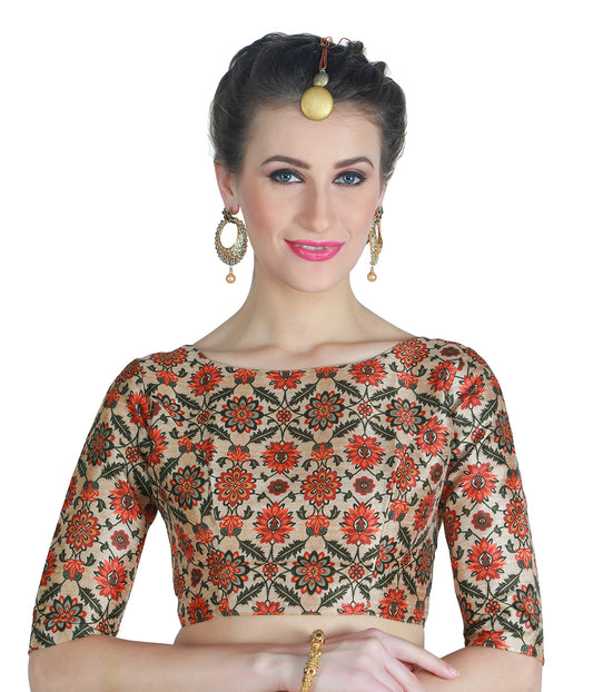 Women's Digital Printed Multi-Colour Saree Blouse with Boat Neck (1950 - Multi Colour)