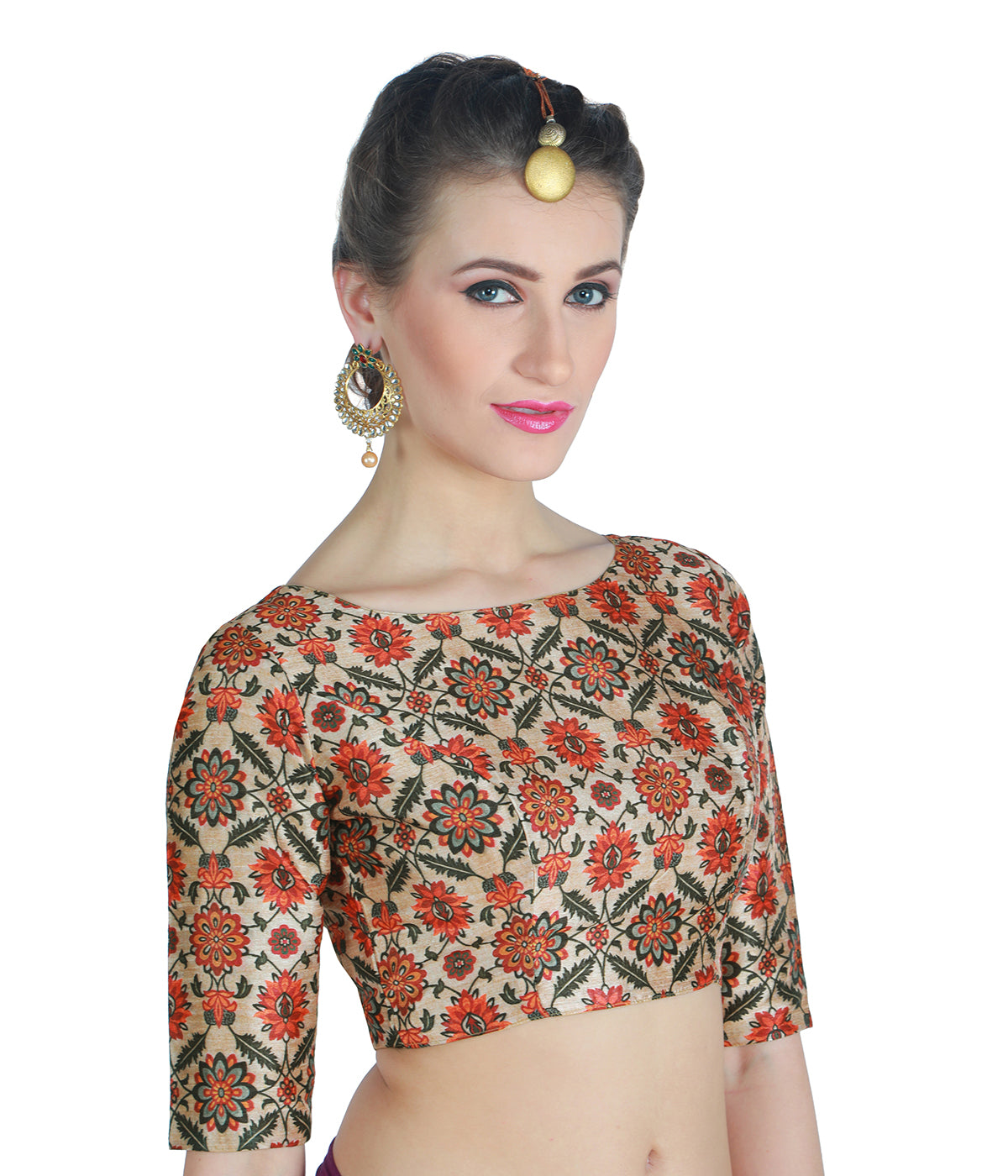 Women's Digital Printed Multi-Colour Saree Blouse with Boat Neck (1950 - Multi Colour)