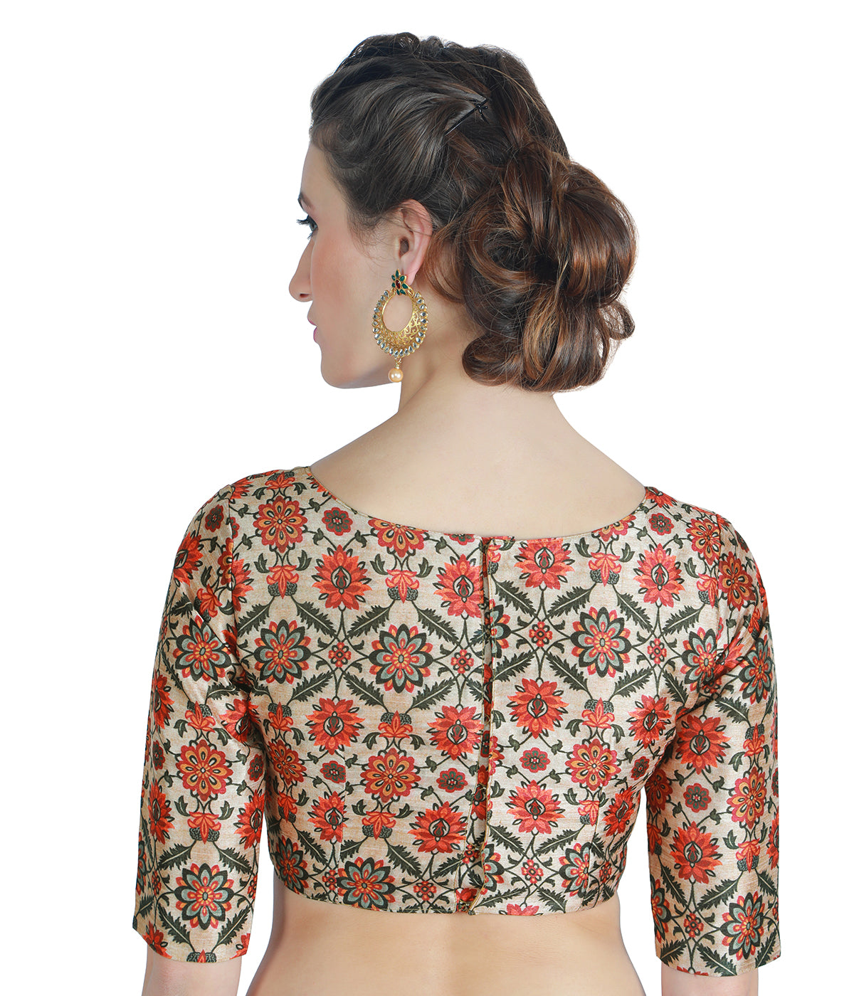 Women's Digital Printed Multi-Colour Saree Blouse with Boat Neck (1950 - Multi Colour)