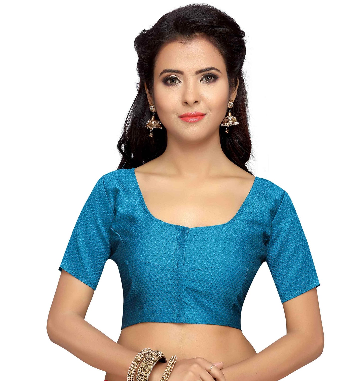Women's Firozi Cotton Brocade Blouse (Design 1963)