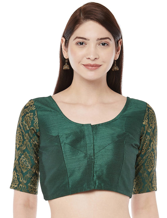 Women's Bottle Green Polyester Blouse (Design 1966)