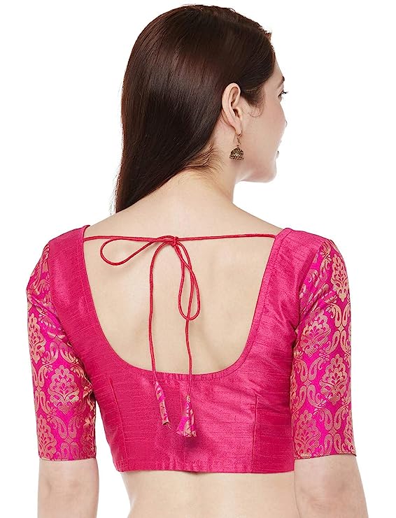 Women's Brocade, Georgette Half Sleeve Blouse (1966 - Pink)