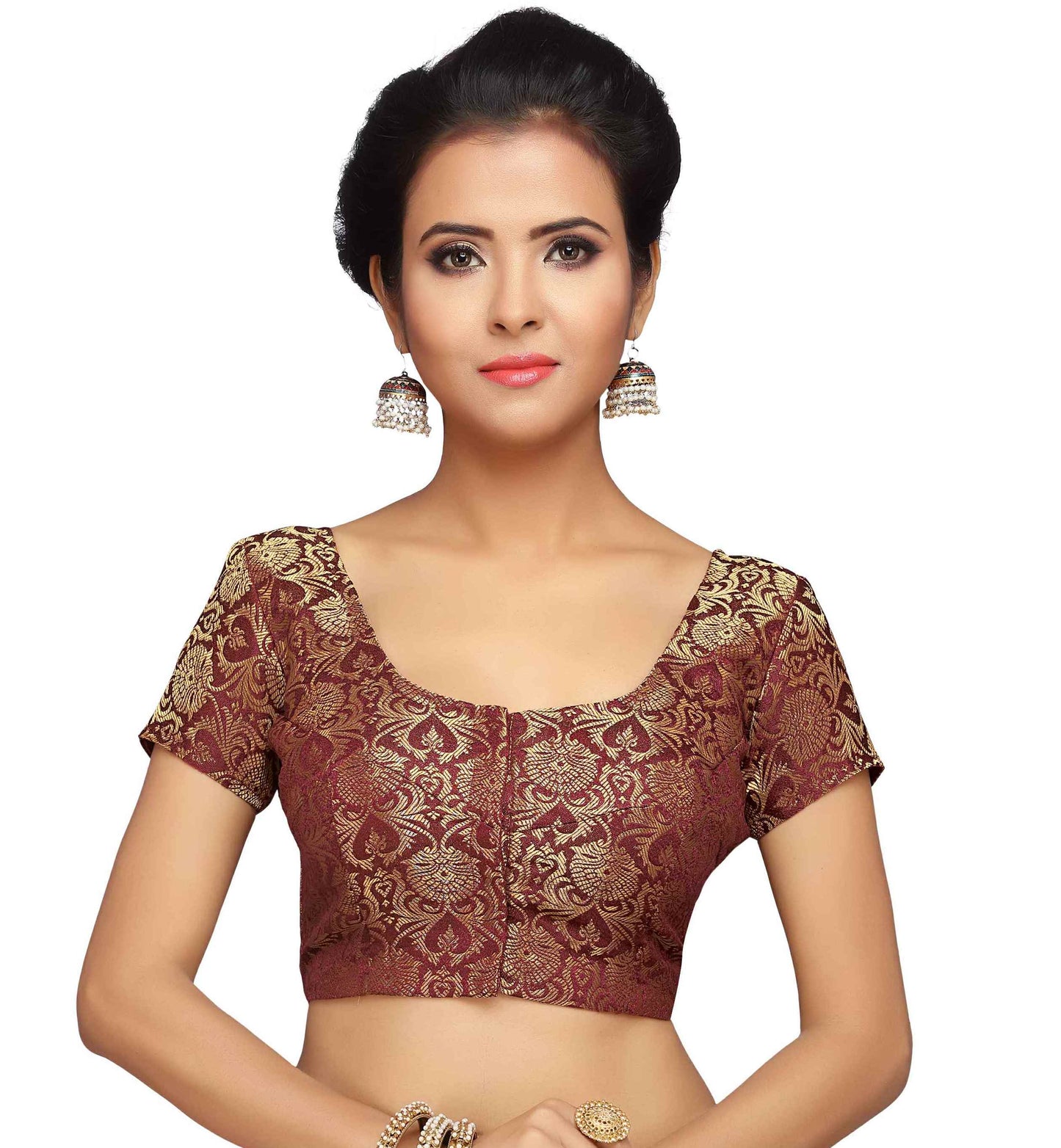 Women's Maroon Brocade Blouse (Design 1969)